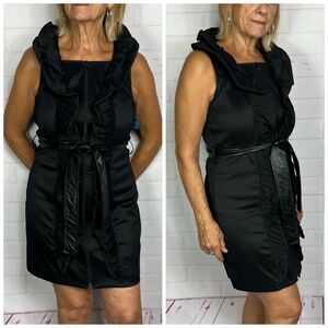 👗 NWOT |•SAMUEL DONG•| Black Standing Ruffled Around Back To Front Dress Size M